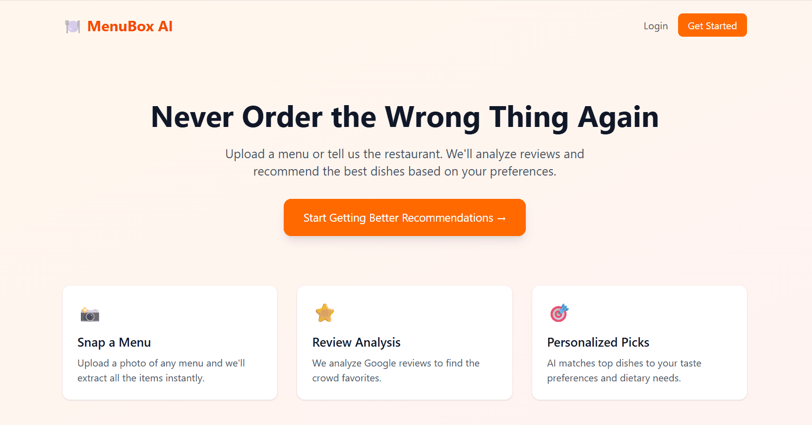 MenuBox AI screenshot